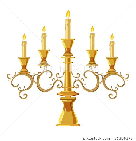 Chandelier with five candles icon, cartoon style Chandelier with five candles icon, cartoon style 35396173