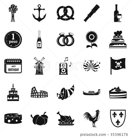 Snacks icons set, simple style Snacks icons set, simple style 35396178