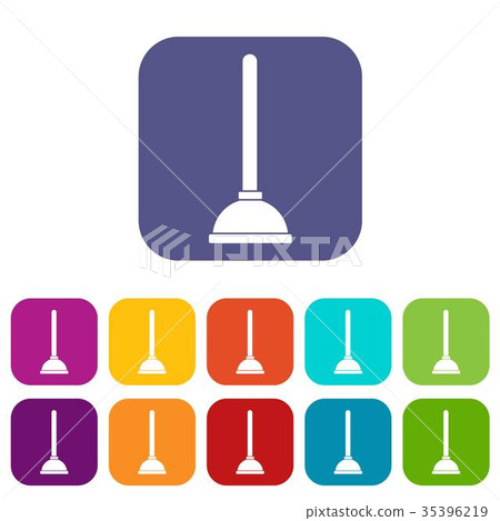 Toilet plunger icons set 35396219