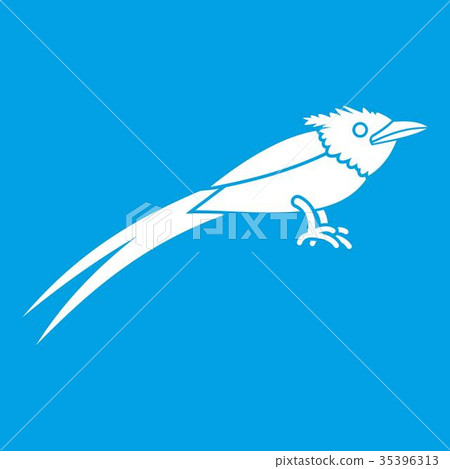 Asian paradise flycatcher icon white 35396313