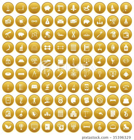 100 balance icons set gold 100 balance icons set gold 35396329