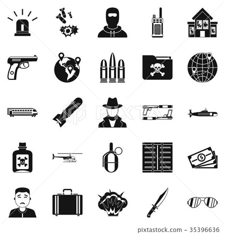 Antiterror icons set, simple style 35396636