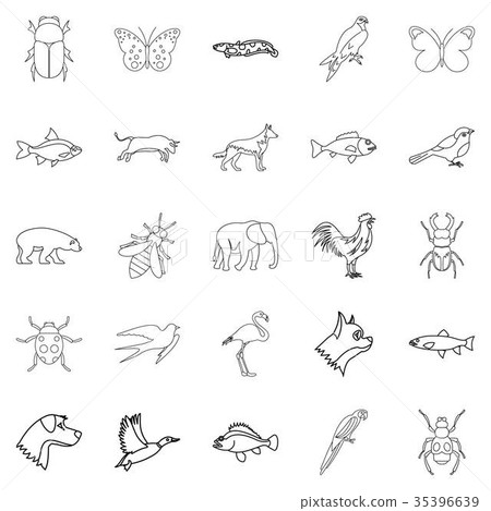 Urban animals set, outline style Urban animals set, outline style 35396639