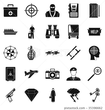 Police icons set, simple style Police icons set, simple style 35396662