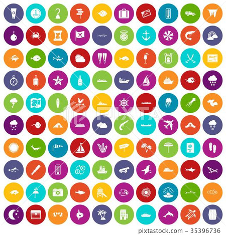 100 marine environment icons set color 100 marine environment icons set color 35396736