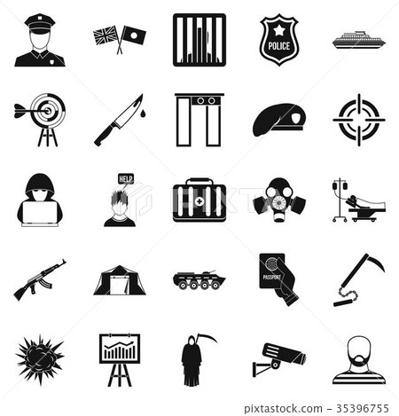 Special forces icons set, simple style Special forces icons set, simple style 35396755