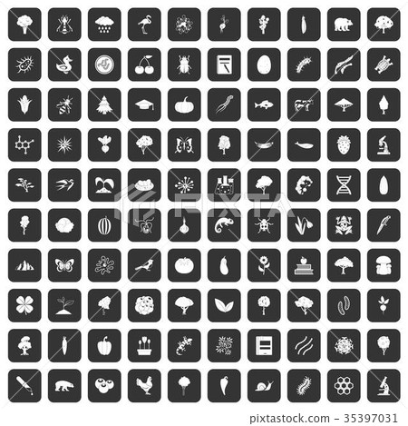 100 microbiology icons set black 35397031