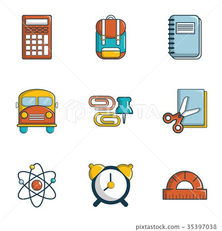 Back to school icons set, flat style 35397038