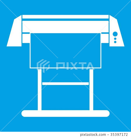 Large format inkjet printer icon white Large format inkjet printer icon white 35397172