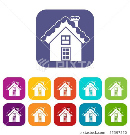 Small snowy cottage icons set - Stock Illustration [35397250] - PIXTA