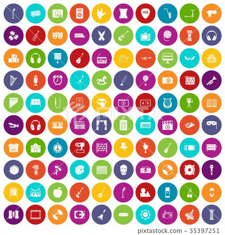 100 musical education icons set color 35397251