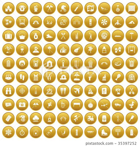 100 holidays family icons set gold 100 holidays family icons set gold 35397252