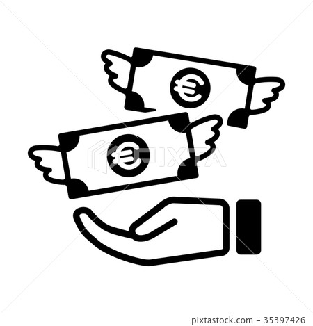 Sputtering Wasting Luxury Money Flying Icon (Euro) 35397426