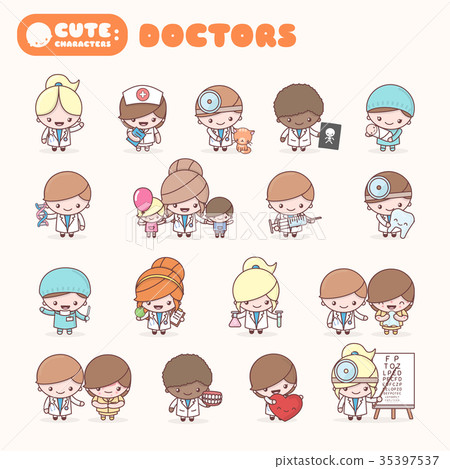 Cute chibi kawaii characters profession set 35397537