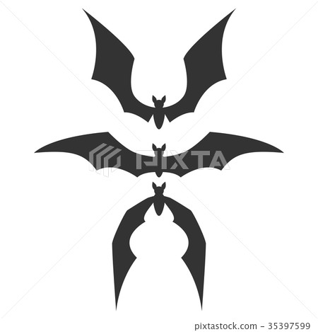three silhouettes of bats. wings of the wing three silhouettes of bats. wings of the wing 35397599