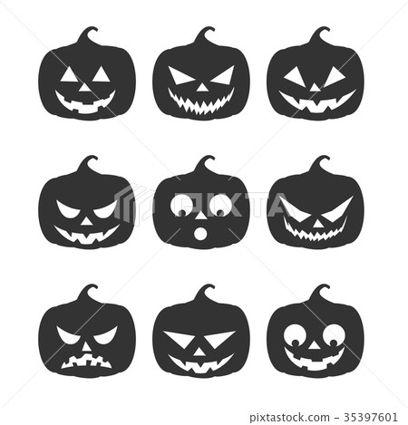 nine dark silhouette pumpkins different emotions nine dark silhouette pumpkins different emotions 35397601