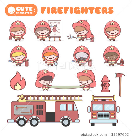 Cute chibi kawaii characters profession set Cute chibi kawaii characters profession set 35397602