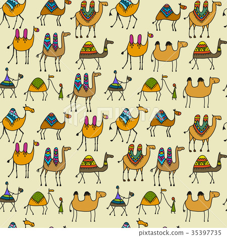 Camels caravan, seamless pattern for your design 35397735