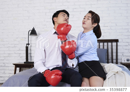 Businessman, Business Woman, Boxing 35398877