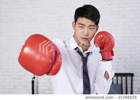 Young man, boxing 35398878