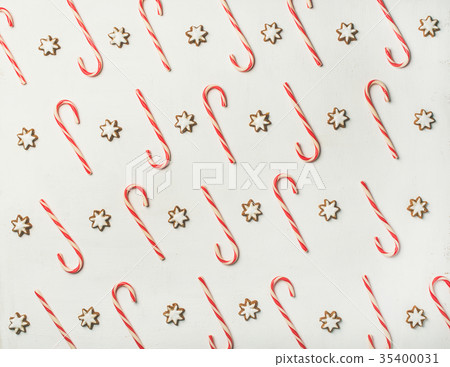 Christmas holiday food pattern with candy-cane and Christmas holiday food pattern with candy-cane and 35400031