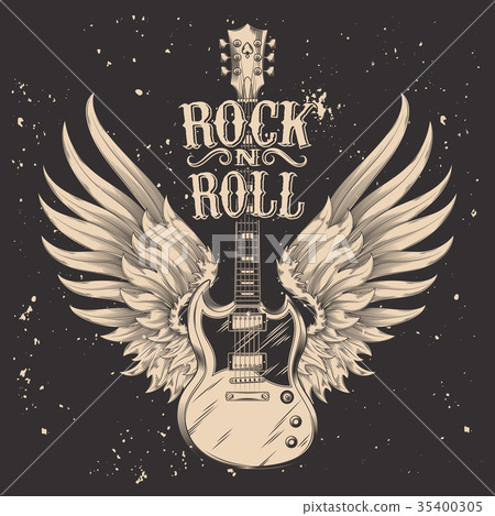 monochrome illustration of an electric guitar monochrome illustration of an electric guitar 35400305