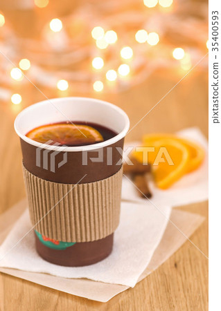 Cup with hot mulled red wine Cup with hot mulled red wine 35400593