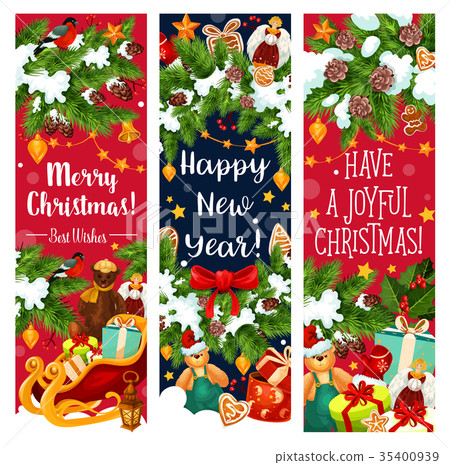 Christmas New Year holiday vector greeting banners Christmas New Year holiday vector greeting banners 35400939