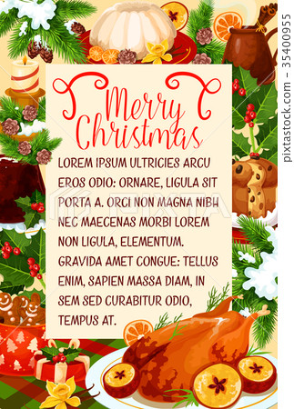 Merry Christmas vector dinner cuisine poster 35400955