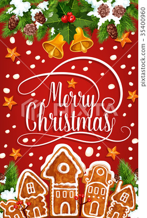 Christmas cookie greeting card of New Year holiday 35400960