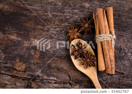 brown Cinnamon and Star Anise spice  35402767