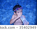Boy hydration in the pool 35402949