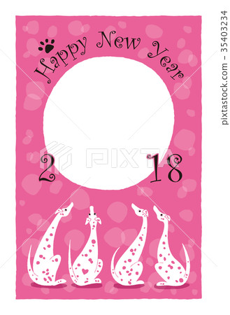 New Year's card with photo space. Dalmatian feeling 07. New Year's card with photo space. Dalmatian feeling 07. 35403234