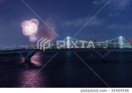 Fireworks and city night view Fireworks and city night view 35404546