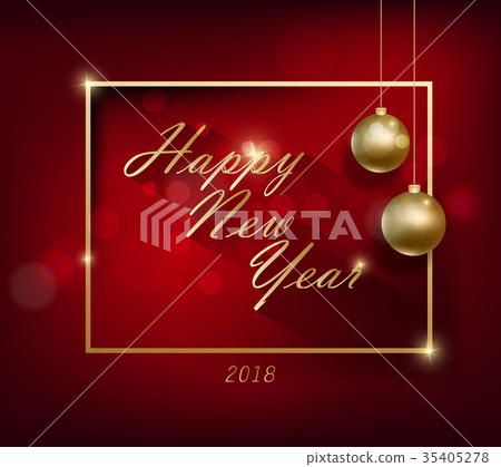 Happy new year 2018 greeting card - Stock Illustration [35405278] - PIXTA