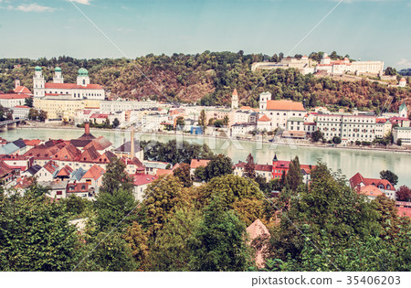 Passau city with Saint Stephen's cathedral 35406203