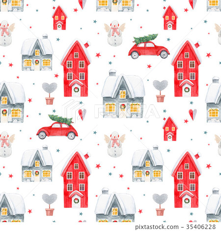 Nice watercolor christmas pattern 35406228