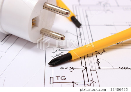 Screwdriver and electric plug on drawing 35406435