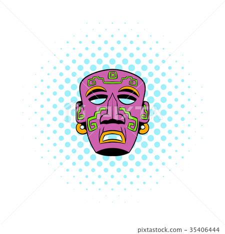 Tribal mask icon, comics style 35406444