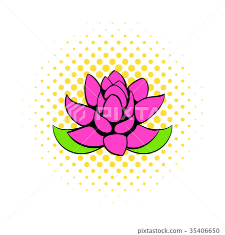 Lotus flower icon, comics style 35406650