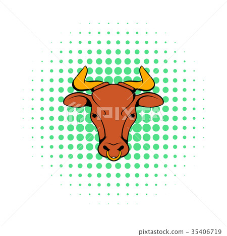 Head of Indian cow icon, comics style 35406719