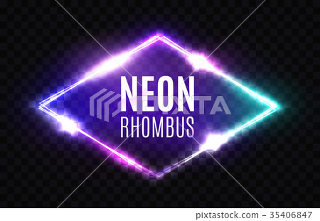 Night Club Neon Rhomb. 3d Retro Light Lozenge Sign Night Club Neon Rhomb. 3d Retro Light Lozenge Sign 35406847