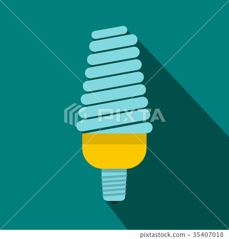 Energy saving bulb icon, flat style Energy saving bulb icon, flat style 35407018