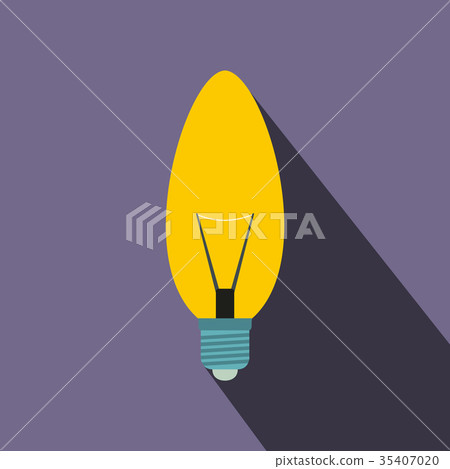Oval shape light bulb icon, flat style 35407020
