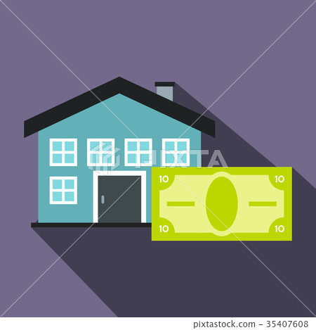 House and banknote icon, flat style House and banknote icon, flat style 35407608