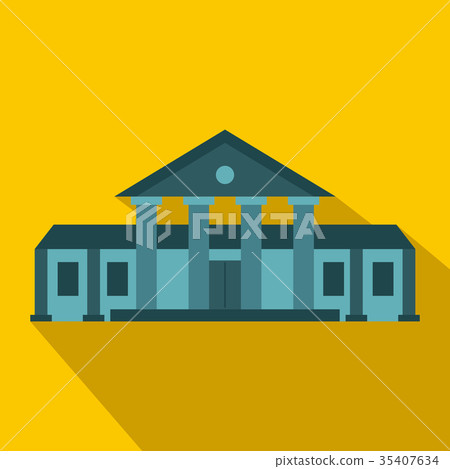 Bank building icon, flat style - Stock Illustration [35407634] - PIXTA