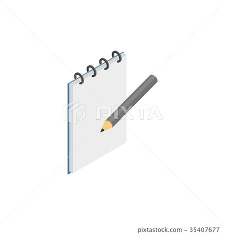 Sketchbook with pencil icon, isometric 3d style 35407677