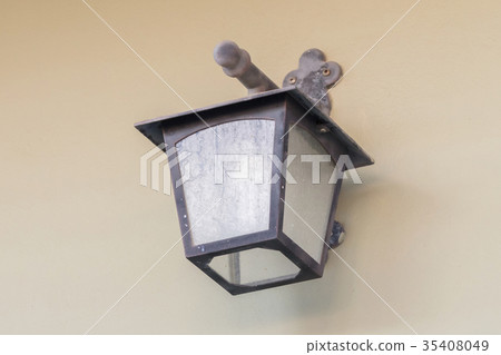 Vintage looking metal lantern with modern lamp Vintage looking metal lantern with modern lamp 35408049