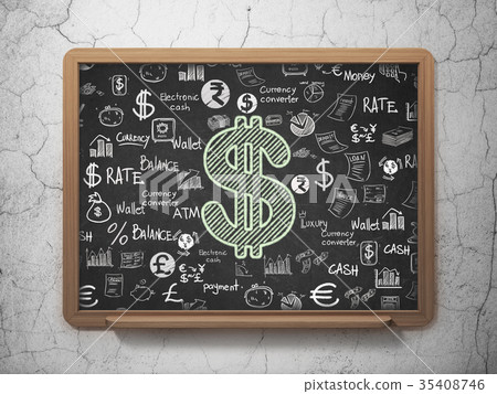Banking concept: Dollar on School board background Banking concept: Dollar on School board background 35408746