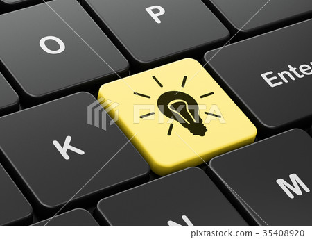 Finance concept: Light Bulb on computer keyboard 35408920